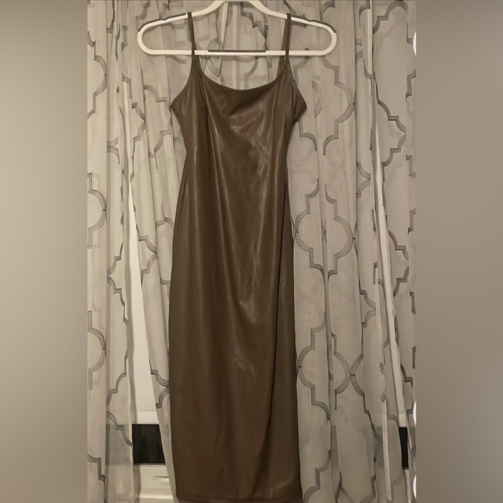 brown leather dress